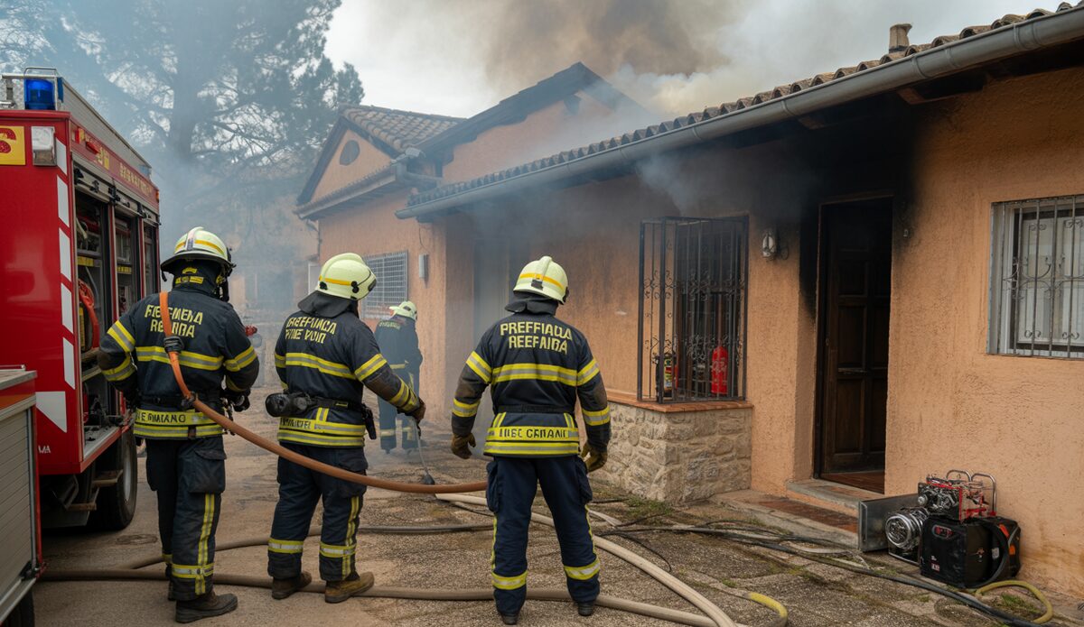 Feuerwehr löscht erfolgreich Brand auf mallorquinischer Finca Feuerwehreinsatz bei einem Brand in Santa Maria auf Mallorca