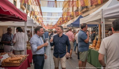 Fira del Centenario in Consell begeistert mit Wein und Tradition Besucher bei der Fira del Centenario in Consell, Mallorca, probieren Wein und traditionelle Produkte.