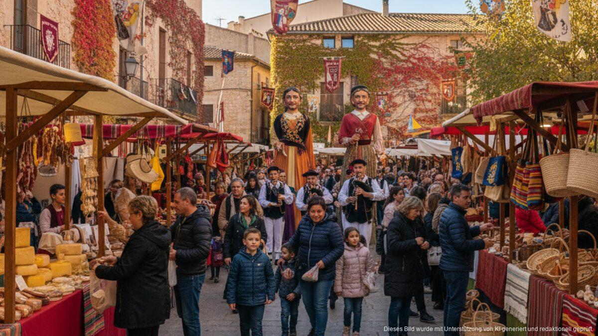 Fira del Pebre Bord in Felanitx bietet kulturelle Vielfalt Bunte Festtagsatmosphäre auf der Fira del Pebre Bord in Felanitx mit Marktständen, traditionellen Giganten und Musikern, lokalen Produkten und Besuchern