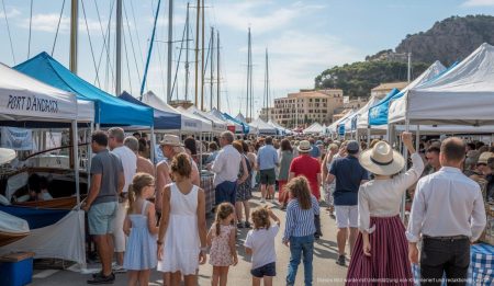 Fira Marinera im Port d’Andratx begeistert mit maritimen Highlights Fira Marinera in Port d'Andratx, Mallorca, mit Ständen und Besuchern