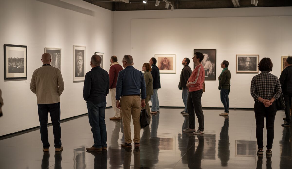 Besucher betrachten Fotografien im Centre Internacional de Fotografia Toni Catany
