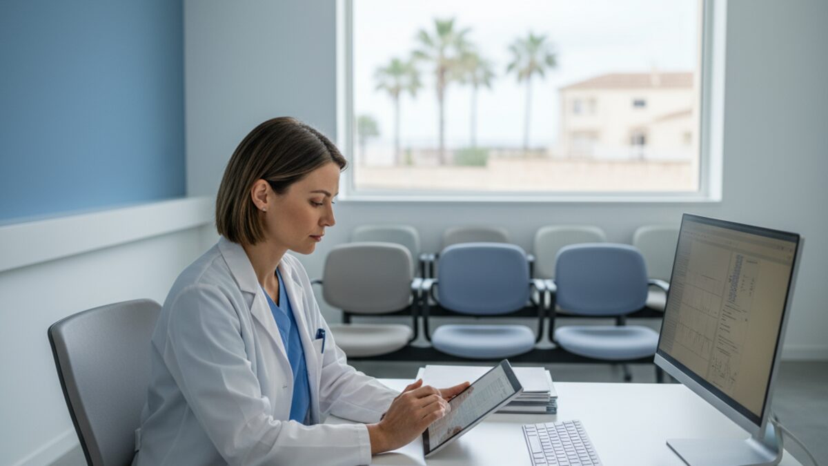 Wartezimmer und medizinisches Personal symbolisieren Versäumnisse im Gesundheitssystem von Mallorca bei Krebsdiagnosen