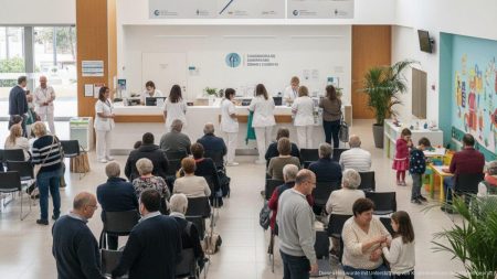 Start der Grippeimpfkampagne auf Mallorca: Gesundheitszentren bereit Menschen in einem Gesundheitszentrum auf Mallorca warten auf die Grippeimpfung