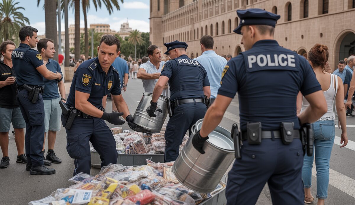 Polizeieinsatz gegen illegale Straßenverkäufer in Palma