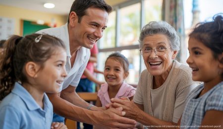 Schüler und Senioren bei einem intergenerationalen Projekt in Calvià