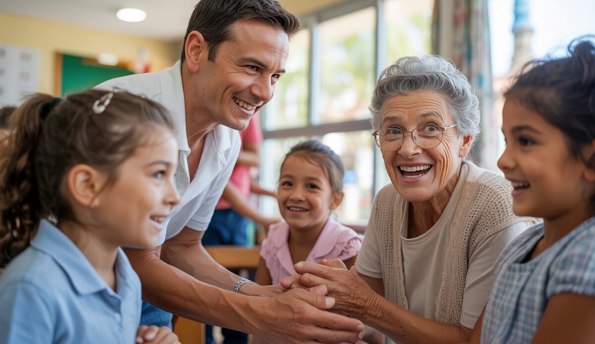 Schüler und Senioren bei einem intergenerationalen Projekt in Calvià