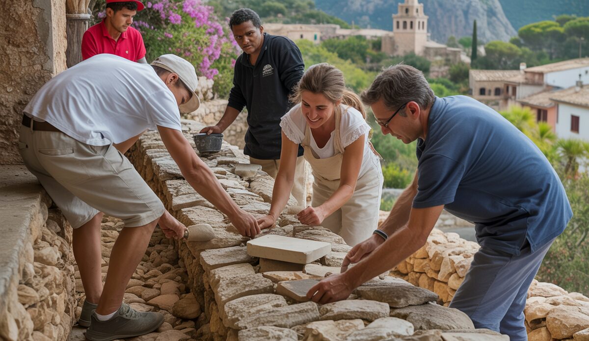 Internationale Experten restaurieren den Weg Sa Vinyeta in Deià.