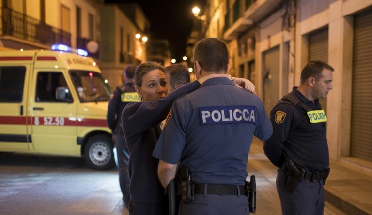 Junger Mann nach Messerangriff in Sineu in Untersuchungshaft Kriminalitätsszene in Sineu, Mallorca mit Sanitätern und Polizei