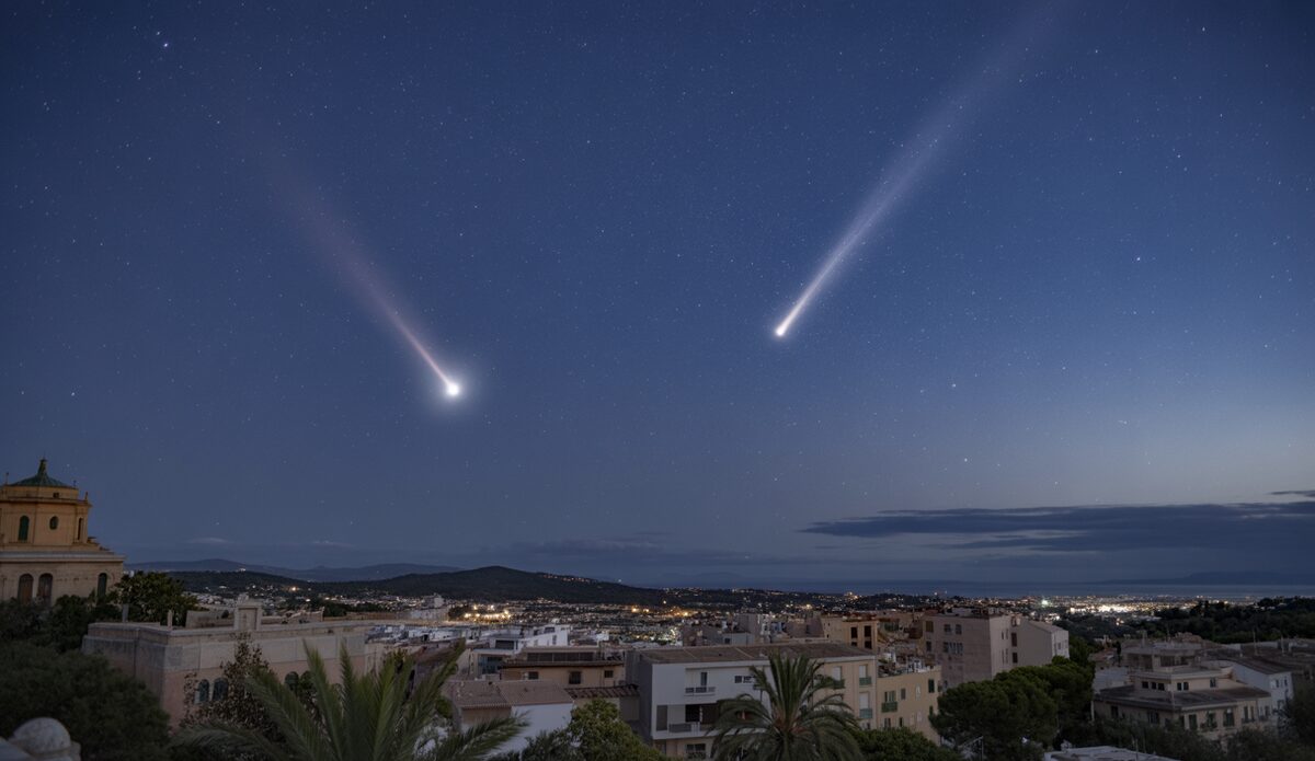 Kometen Lemmon und SWAN über Mallorca bei Nacht