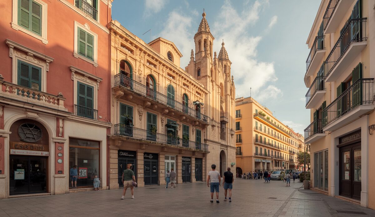 Historische Casetas an der Costa del Teatre in Palma de Mallorca