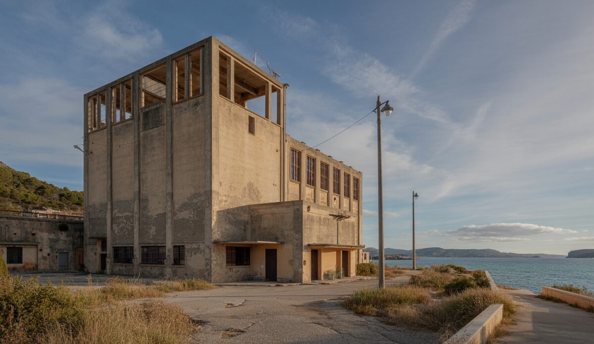 Altes Kraftwerk von Alcudia mit verfallener Struktur