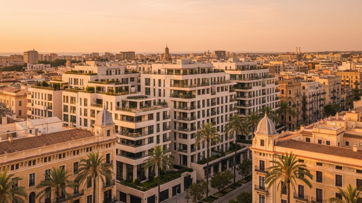 Luxusimmobilien und Stadtansicht in Palma mit Fokus auf exklusive Apartments