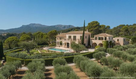 Luxuriöse Villa auf Mallorca inmitten malerischer Landschaften Luxusvilla auf Mallorca mit mediterranem Garten und Bergblick