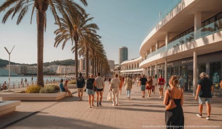 Magaluf wird zum Vorzeigebeispiel für touristische Erneuerung Erneuerte Promenade in Magaluf mit modernen Designelementen