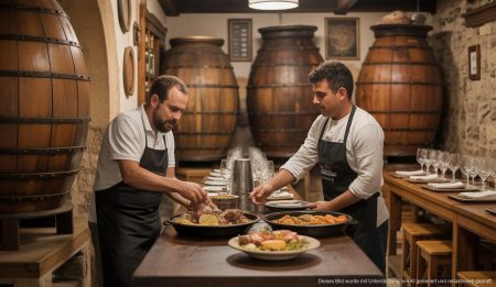 Mallorcas ikonische Restaurants und traditionelle ‚Celler‘ Innenansicht eines traditionellen Celler-Restaurants auf Mallorca
