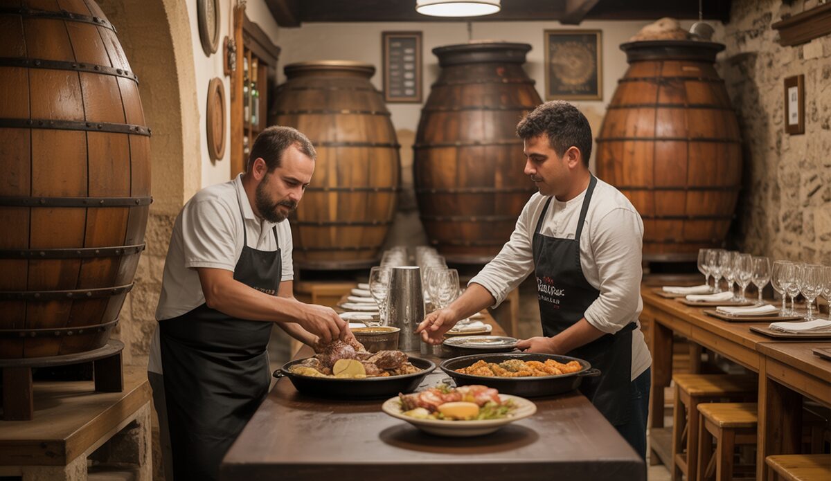 Innenansicht eines traditionellen Celler-Restaurants auf Mallorca