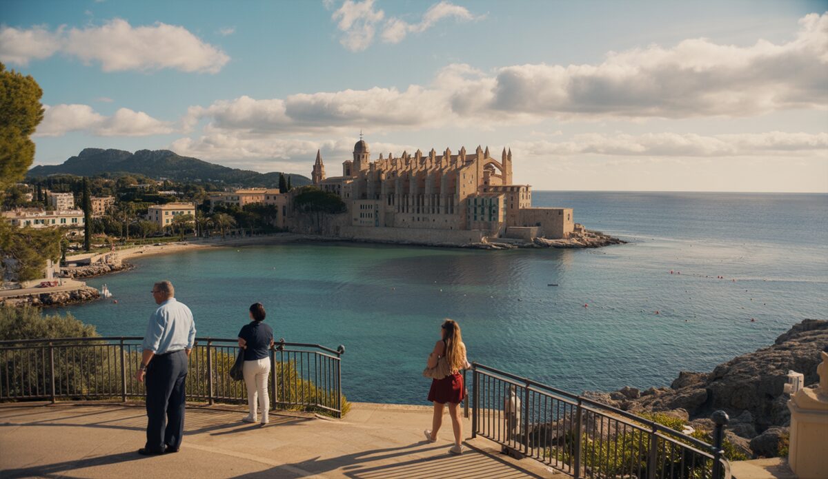 Sonniges Wetter auf Mallorca mit Blick auf das Mittelmeer.