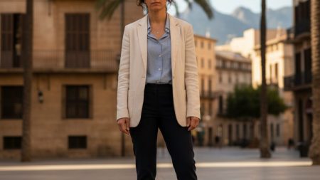 Mallorca: Kontroverse um ‚Tortur‘-Vorwürfe einer Aktivistin Eine nachdenkliche Aktivistin vor mediterraner Stadtkulisse in Palma de Mallorca im Zusammenhang mit Kontroversen um Foltervorwürfe