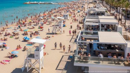 Strand in Mallorca mit Touristen