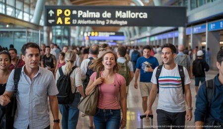 Mallorca Hotelbranche setzt auf kanadische Wintertouristen Flughafen von Palma de Mallorca mit internationalen Touristen