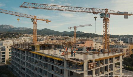 Mallorcas Bauindustrie boomt dank neuer Regulierungen und Investitionen Bauarbeiten auf Mallorca mit Kränen und Arbeitern