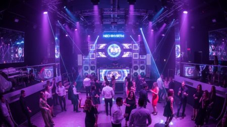 Modernes Nachtleben auf Mallorca mit Tanzfläche und Lichteffekten