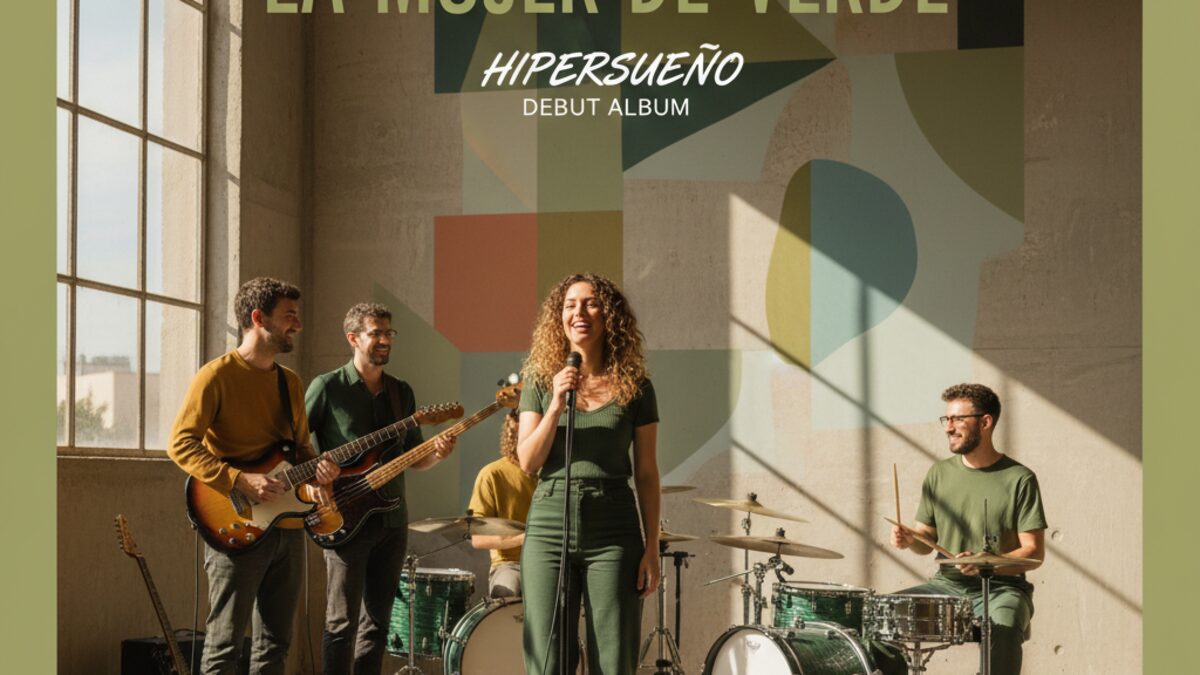 Die mallorquinische Indie-Band La Mujer de Verde präsentiert ihr Debütalbum „Hipersueño“ in einem modernen Studio mit ihren Instrumenten