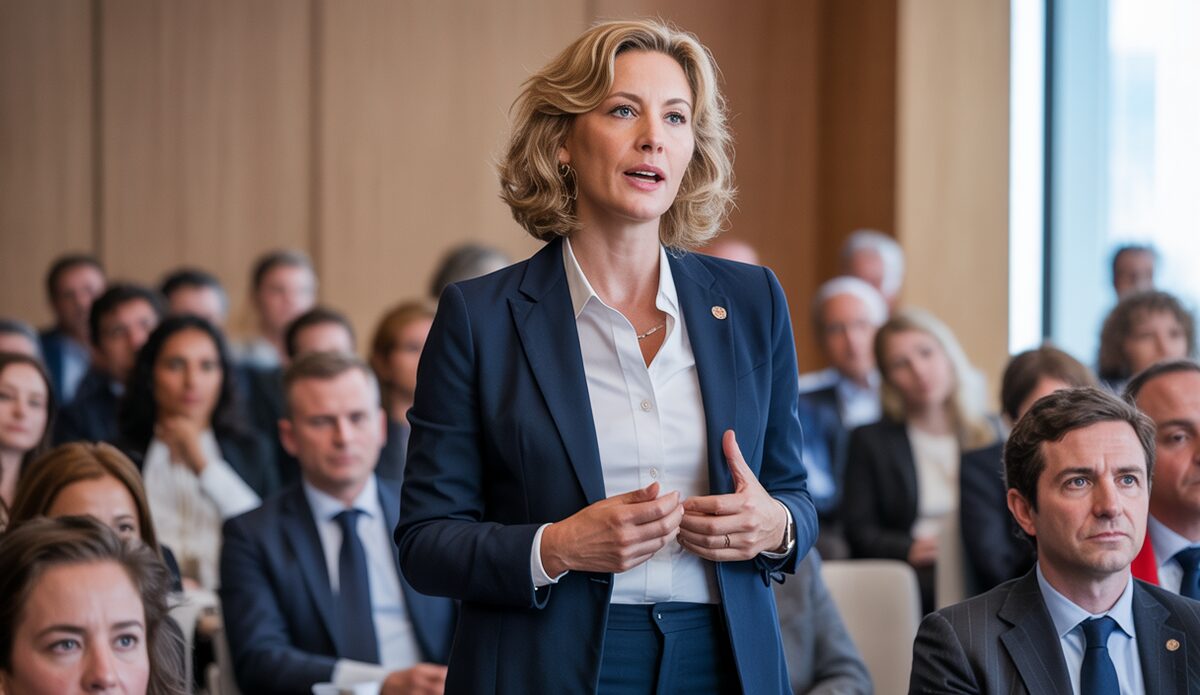 Marga Prohens spricht bei einer Unternehmerkonferenz in Palma de Mallorca.