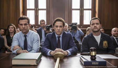 Gerichtsurteil gegen Matthias Kühn und Söhne in großem Wirtschaftsskandal Gerichtsverhandlung von Matthias Kühn in Palma, mit Fokus auf Anklage und Verteidigung.