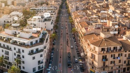 Mietmarkt auf Mallorca: Hohe Nachfrage in Palma verschärft Wettbewerb Arealaufnahme moderner Wohngebiete in Palma de Mallorca mit hoher Mietnachfrage und intensivem Wettbewerb auf dem Wohnungsmarkt