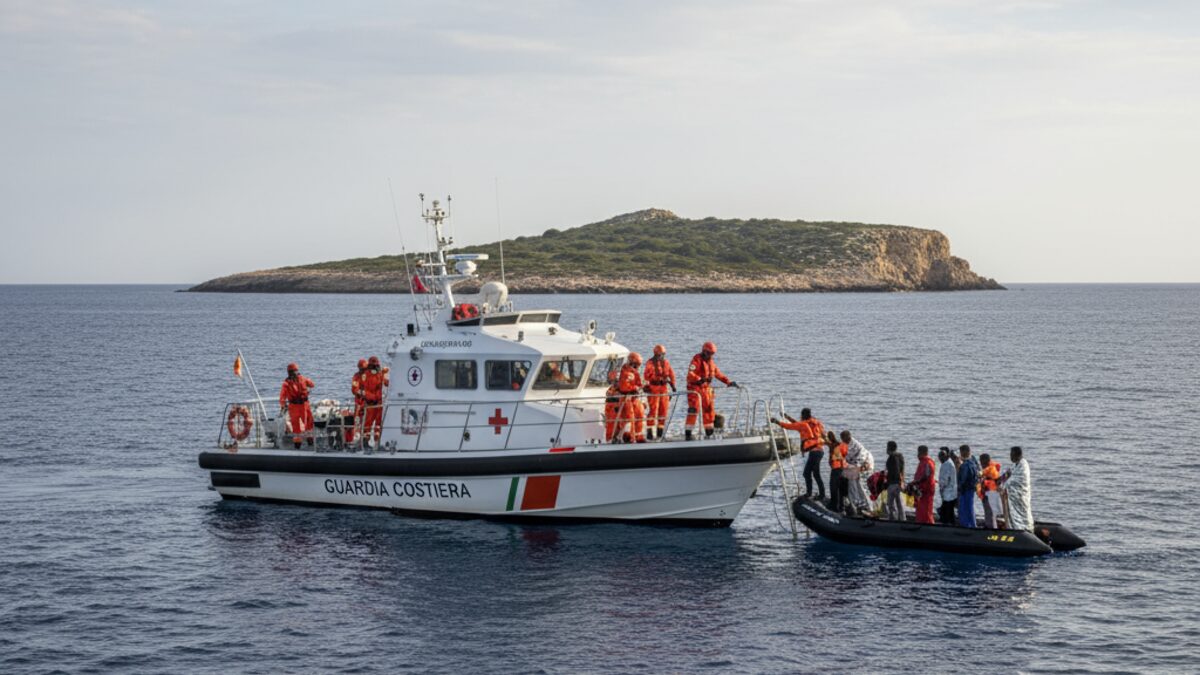 Rettungsboot bringt Migranten nordafrikanischer Herkunft bei der Seenotrettung vor den Balearen an Land