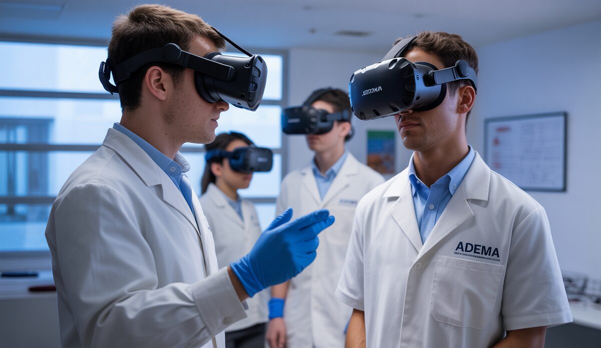 Studenten in der Universitätsschule Adema auf Mallorca nutzen moderne Technik.