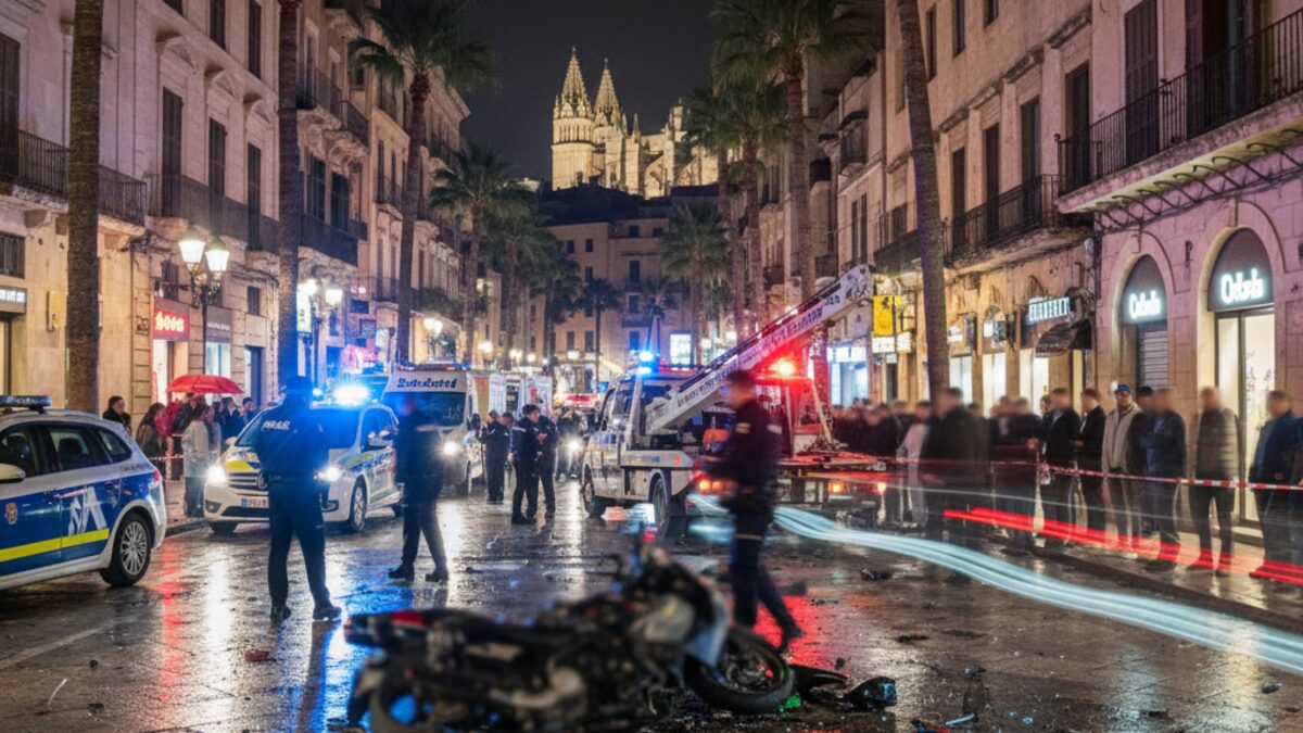 Motorradunfall in Palma bei Nacht