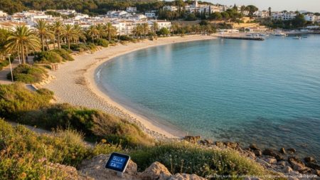 Unbebauter Strand in Calvia mit klarem Wasser und moderner Technologie für nachhaltigen Tourismus