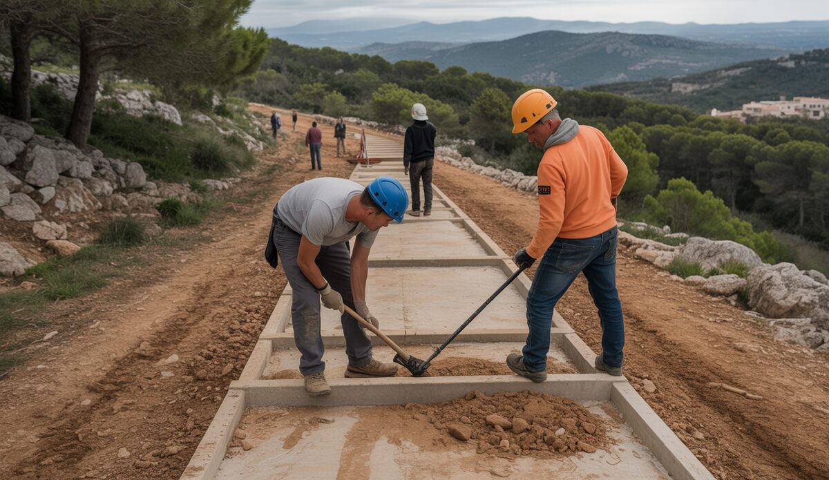 Arbeiter bereiten neuen Wanderweg auf Mallorca vor