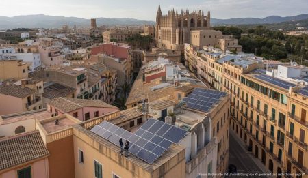 Neues Solarpotenzial-Tool für Mallorcas Dächer vorgestellt Rooftops mit Solarpanelen in Palma de Mallorca