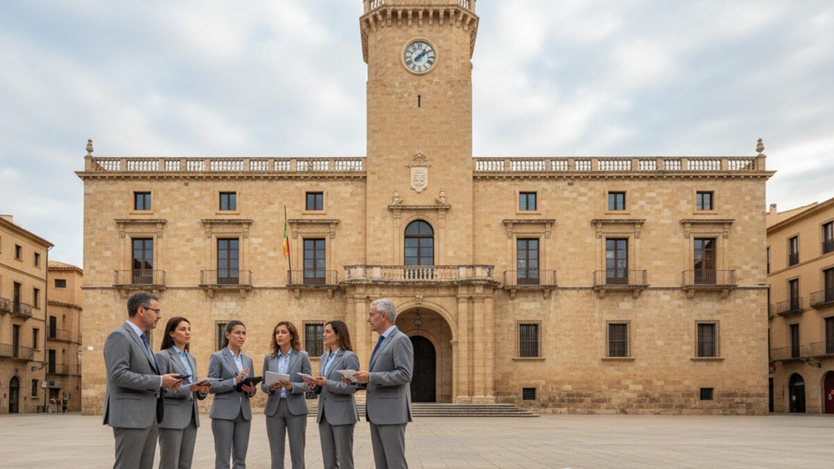 Das Rathaus von Palma mit städtischen Beamten bei einer Sitzung zur Aktivierung des Notfallplans PlaterPALMA für extreme Wetterlagen im Oktober und November 2025