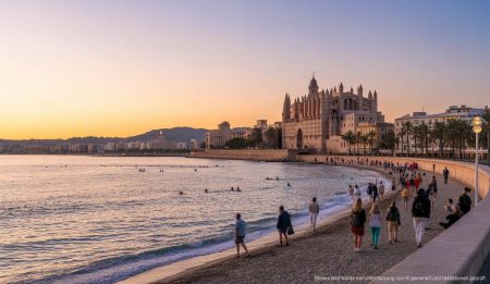 Sonnenaufgang am Strand von Palma de Mallorca