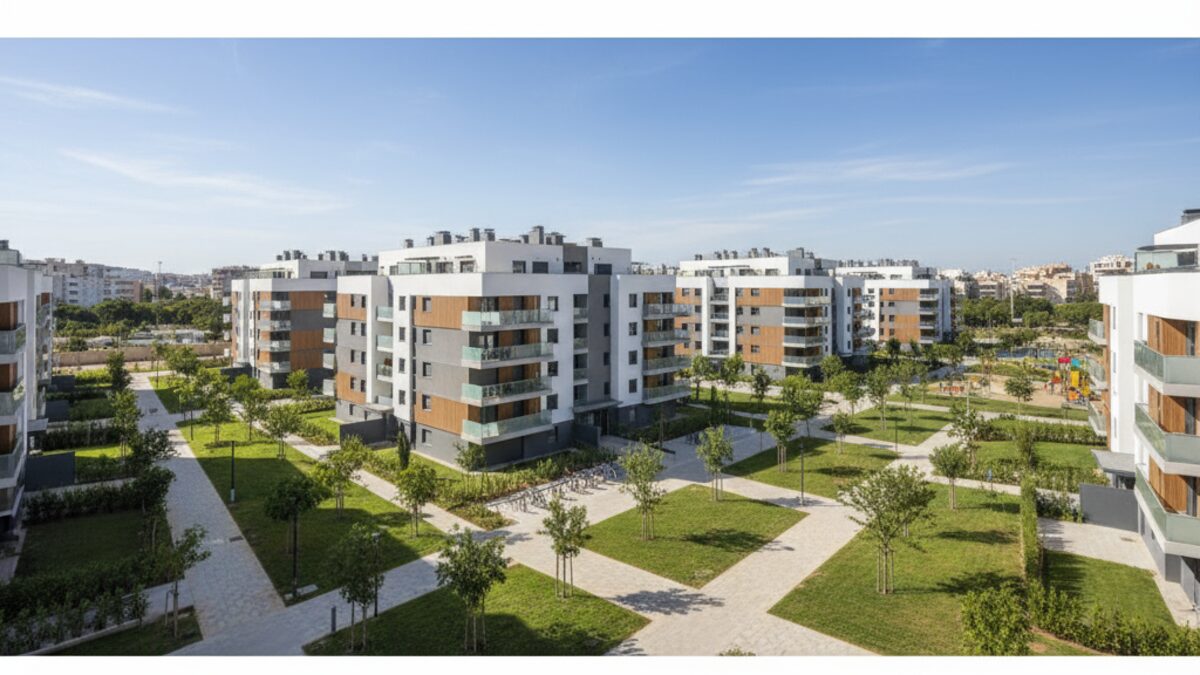 Moderne Wohngebäude in Son Güells, Palma, symbolisieren den Bau von Hunderten neuen Wohnungen in der Stadt