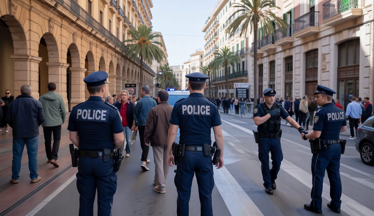 Polizeibeamte auf einer belebten Straße in Palma