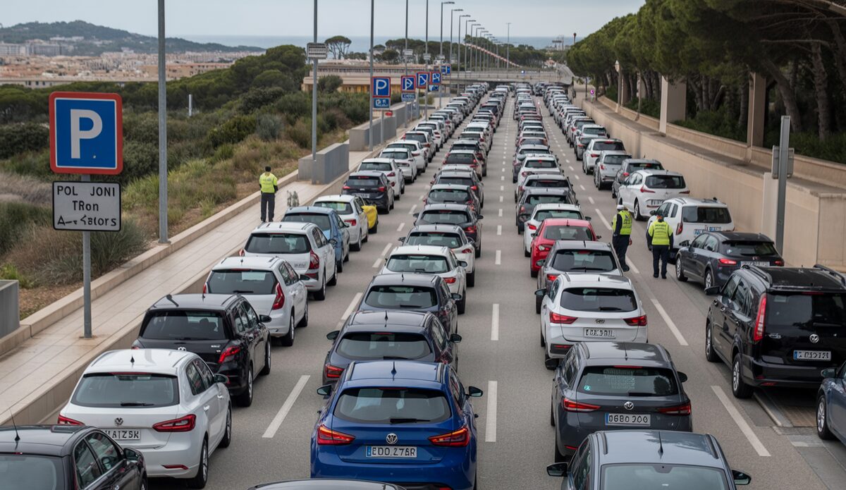 Chaotische Parkplatzsituation am Flughafen Palma de Mallorca