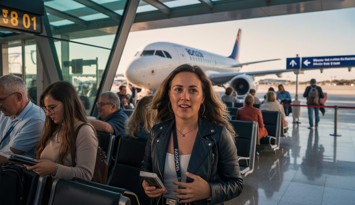 Flughafen auf den Balearen mit Passagieren im Winter
