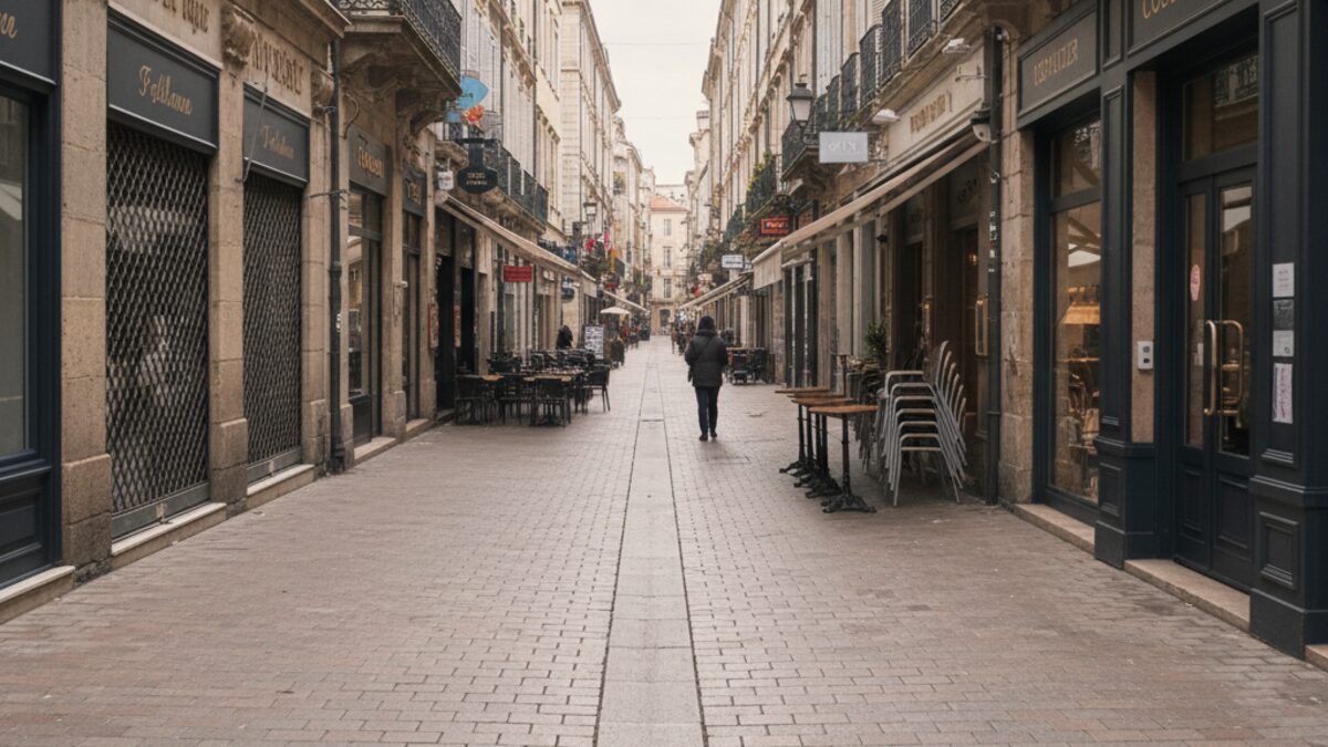Leere Velázquez-Straße nach Peatonalisierung in Palma