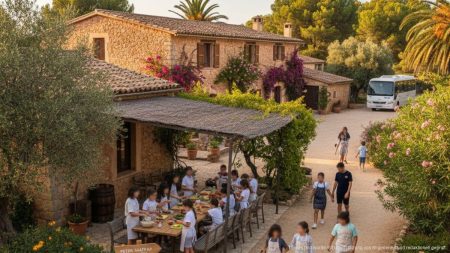 Kinder und Jugendliche bei Aktivitäten auf einer traditionellen mallorquinischen Finca zur Feier des 25-jährigen Jubiläums der Peter-Maffay-Stiftung auf Mallorca