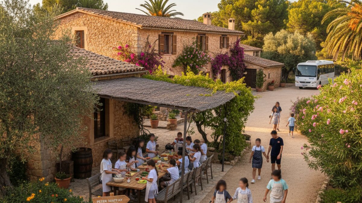Kinder und Jugendliche bei Aktivitäten auf einer traditionellen mallorquinischen Finca zur Feier des 25-jährigen Jubiläums der Peter-Maffay-Stiftung auf Mallorca