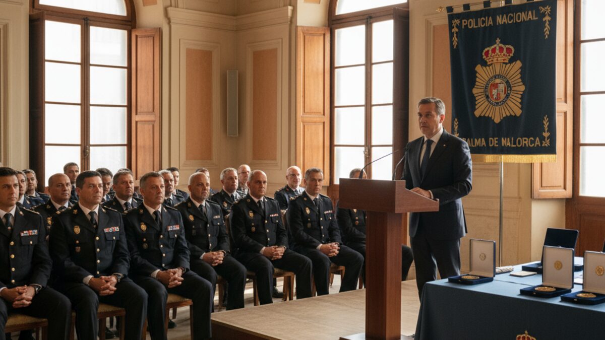 Offizielle Polizeifeier der Policía Nacional in Palma mit einer zentralen Rede im eleganten Veranstaltungsraum