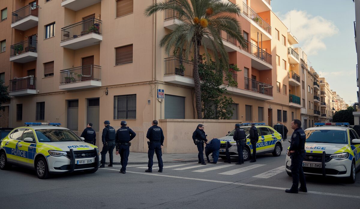 Polizisten bei Festnahme wegen Hausbesetzung in Palma, Mallorca