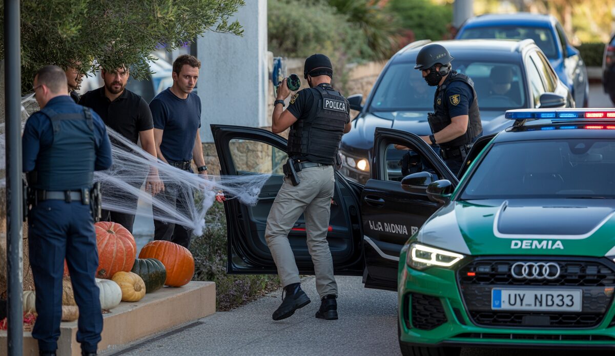 Polizeieinsatz mit Halloween-Dekoration in Son Banya gegen Drogenhandel.