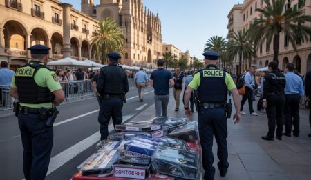 Razzia auf Mallorca: Polizei beschlagnahmt gefälschte Waren Polizeieinsatz gegen illegale Händler in Palma de Mallorca