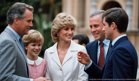 Lady Dis geheime Liebe zu Mallorca trotz königlicher Spannungen Prinzessin Diana auf den Stufen des Marivent-Palastes auf Mallorca.